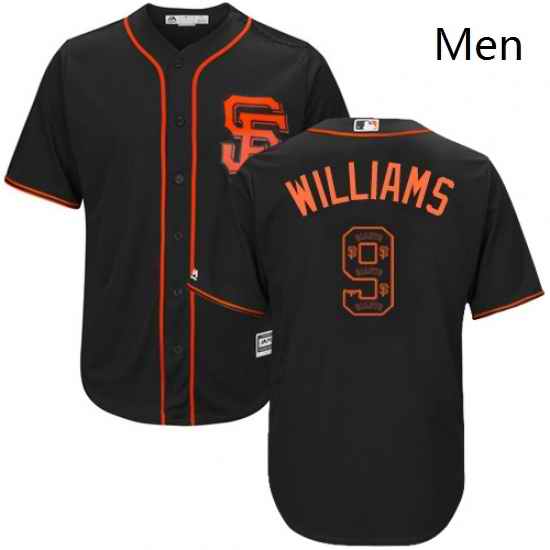 Mens Majestic San Francisco Giants 9 Matt Williams Authentic Black Team Logo Fashion Cool Base MLB Jersey